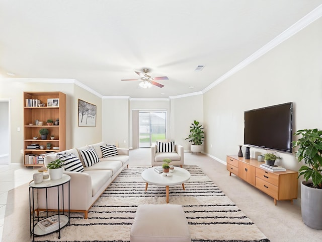 5261 Moore Loop, Crestview, FL 32536 - living room with crown molding and a ceiling fan