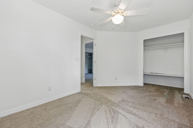 1405 Ariel Ln, Fort Walton Beach, FL 32547 - unfurnished bedroom with carpet flooring, baseboards, a closet, and ceiling fan