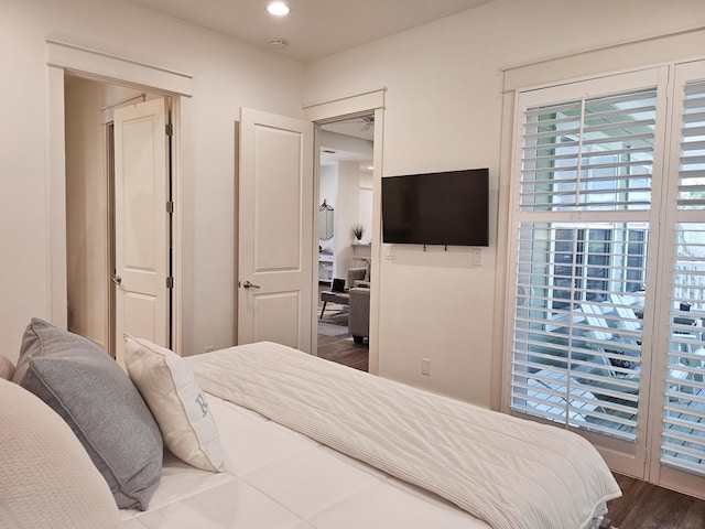 10 Gulfview Way, Santa Rosa Beach, FL 32459 - bedroom featuring dark wood finished floors, access to outside, and recessed lighting