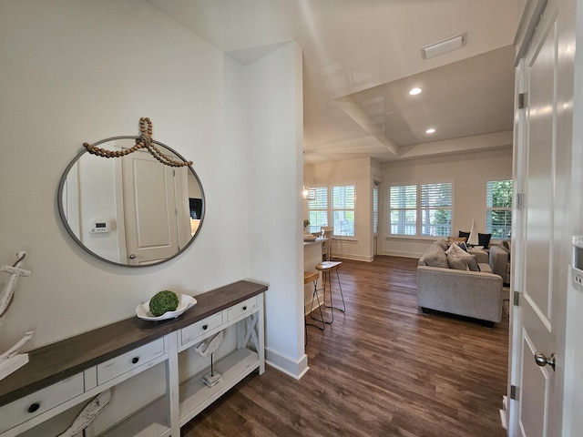 10 Gulfview Way, Santa Rosa Beach, FL 32459 - hallway with dark wood-style flooring, baseboards, and recessed lighting