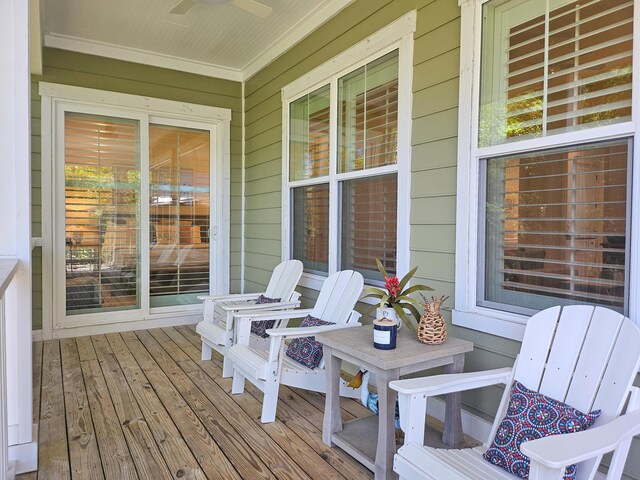 10 Gulfview Way, Santa Rosa Beach, FL 32459 - wooden terrace featuring a porch and ceiling fan
