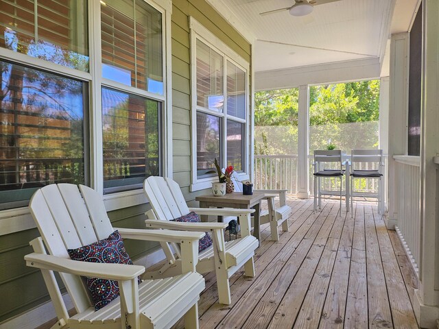 10 Gulfview Way, Santa Rosa Beach, FL 32459 - deck with a ceiling fan and covered porch