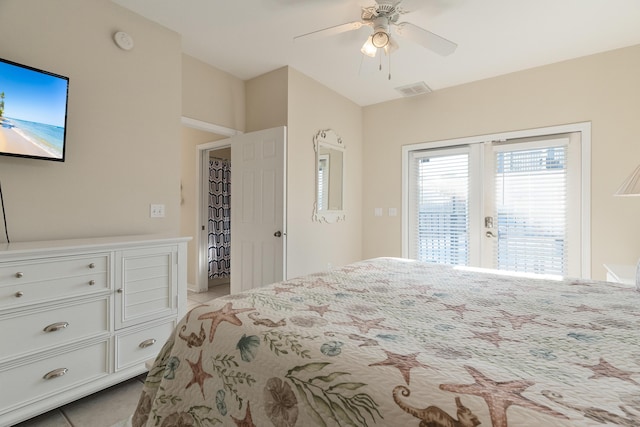 77 Mark St, Destin, FL 32541 - bedroom featuring access to outside, light tile patterned flooring, and a ceiling fan