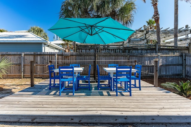 77 Mark St, Destin, FL 32541 - wooden deck featuring outdoor dining space and a fenced backyard