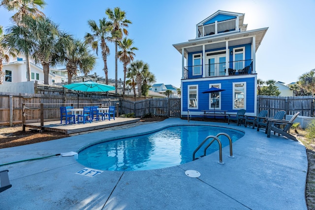 77 Mark St, Destin, FL 32541 - view of pool featuring a fenced backyard, outdoor dining area, and a patio area