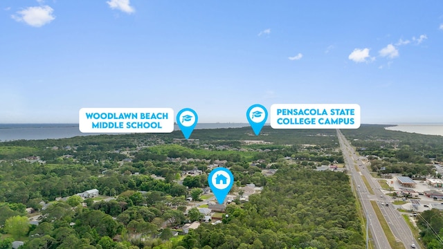 5414 Harmony Ln, Gulf Breeze, FL 32563 - bird's eye view of a nearby body of water and a highway