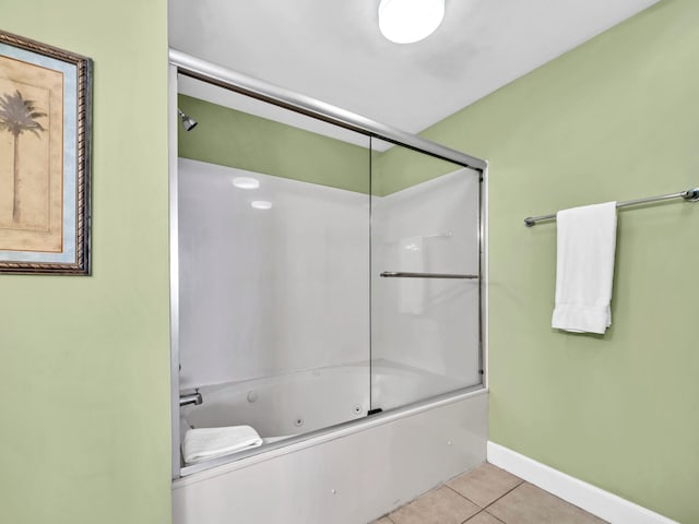 14825 Front Beach Rd Unit 1904, Panama City Beach, FL 32413 - bathroom featuring tile patterned flooring, baseboards, and shower / bath combination with glass door