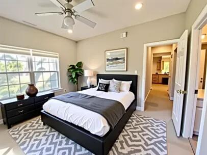 1501 N Partin Dr Unit 216, Niceville, FL 32578 - bedroom with baseboards, recessed lighting, and a ceiling fan