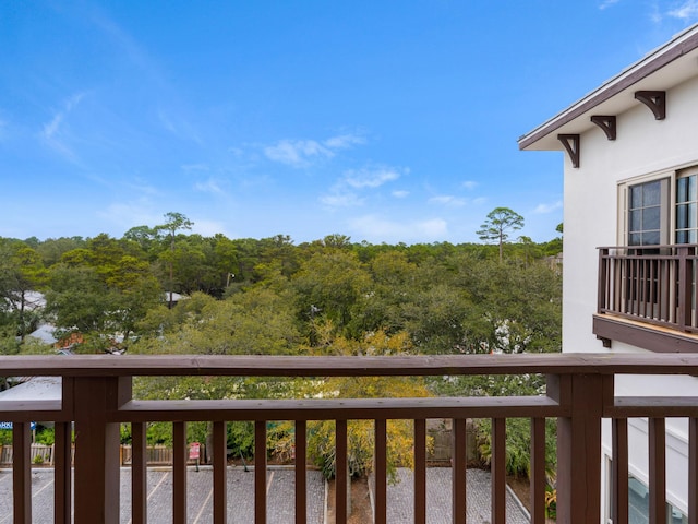 balcony with a view of trees