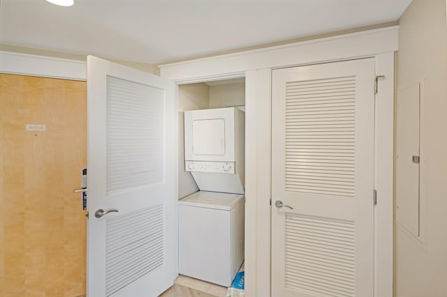 9800 Grand Sandestin Blvd Unit 5410/5412, Miramar Beach, FL 32550 - laundry room featuring stacked washing machine and dryer