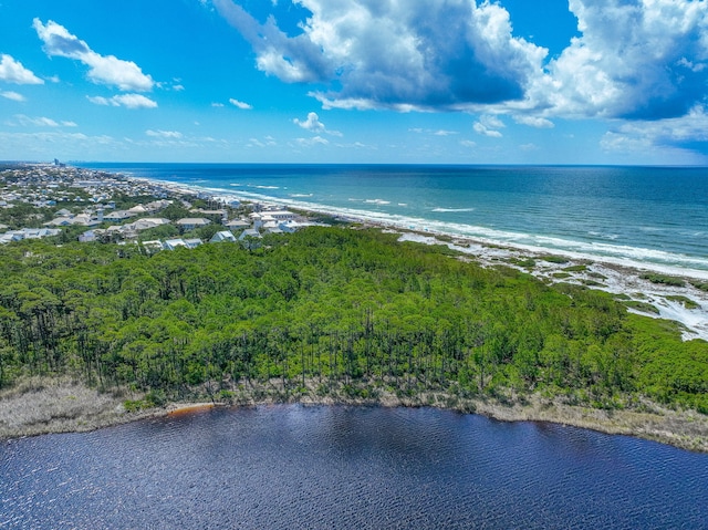 aerial view of a nearby body of water
