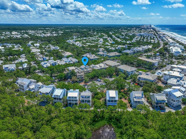 aerial view of a nearby body of water