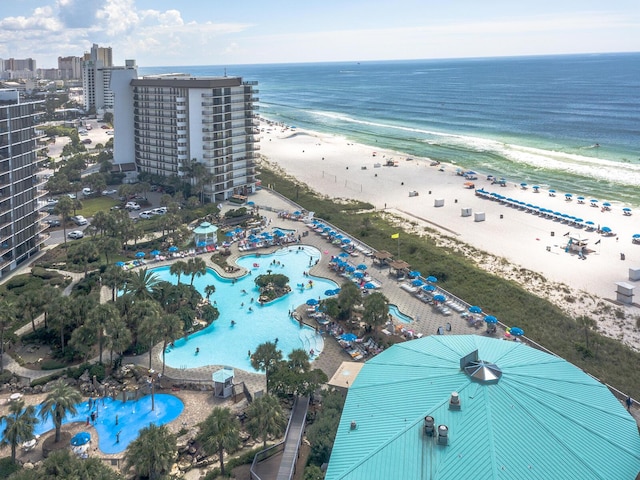 aerial view of a pool area and unending shoreline