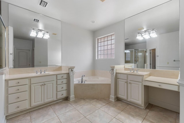 1049 Napa Way, Niceville, FL 32578 - full bath with a bath, tile patterned flooring, a shower stall, and two vanities