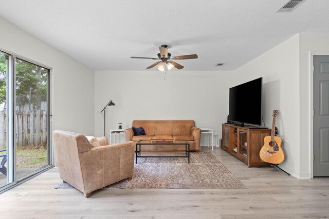 9 5th Ave, Shalimar, FL 32579 - living room with light wood finished floors and a ceiling fan