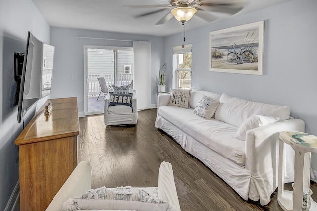 9 Inlet Heights Ln, Inlet Beach, FL 32461 - living room with ceiling fan and wood finished floors
