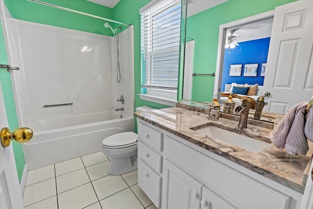 1280 Mahogany Mill Rd, Pensacola, FL 32507 - full bathroom featuring tile patterned floors, toilet, vanity, shower / bath combination, and a ceiling fan