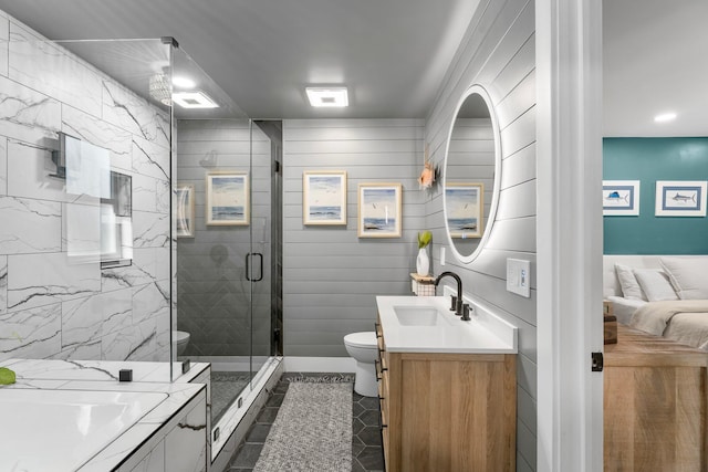 236 Little Canal Dr, Santa Rosa Beach, FL 32459 - bathroom featuring vanity, a shower stall, and tile patterned flooring