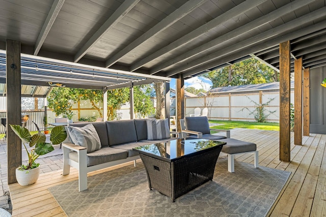 236 Little Canal Dr, Santa Rosa Beach, FL 32459 - wooden deck with outdoor lounge area and a fenced backyard