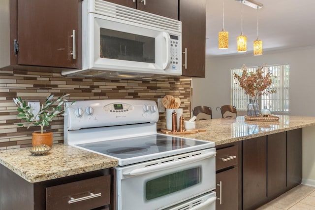 37 James Dr, Shalimar, FL 32579 - kitchen with white appliances, dark brown cabinets, tasteful backsplash, and ornamental molding