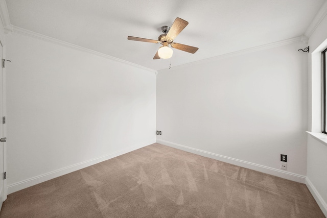 7118 Singleton Cir Unit A, Panama City, FL 32404 - carpeted empty room with crown molding, ceiling fan, and baseboards