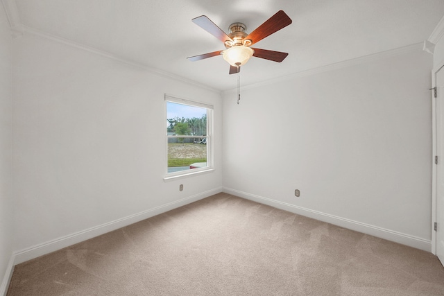 7118 Singleton Cir Unit A, Panama City, FL 32404 - unfurnished room with crown molding, light carpet, baseboards, and a ceiling fan