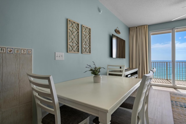 1200 Scenic Gulf Dr Unit B507, Miramar Beach, FL 32550 - dining area featuring a water view and a textured ceiling