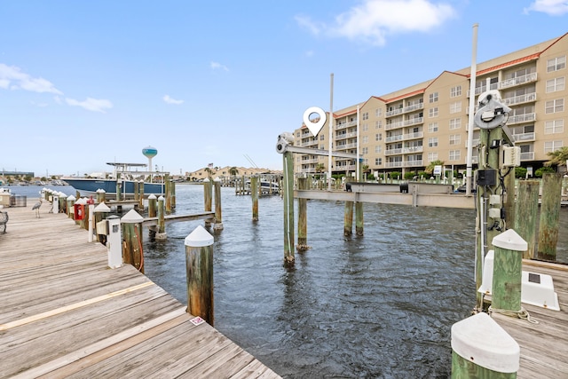 dock area featuring a water view
