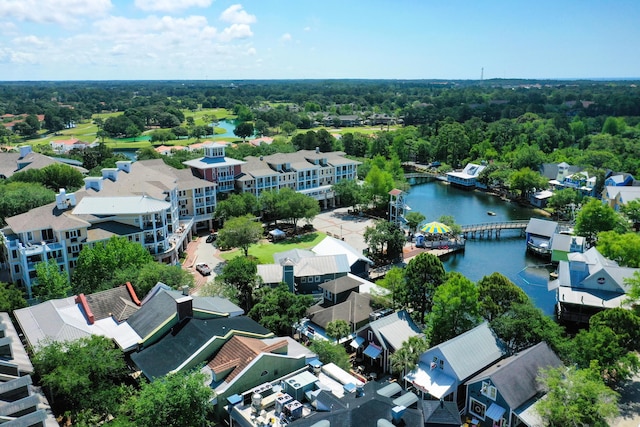 aerial perspective of suburban area featuring a large body of water