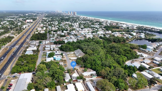 313 13th St, West Panama City Beach, FL 32413 - aerial view of property's location featuring a main thoroughfare and a large body of water