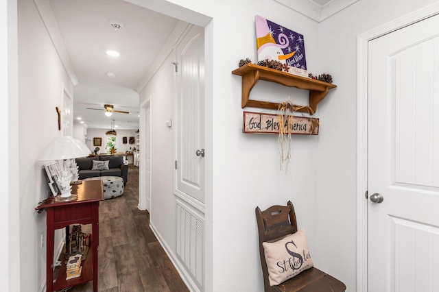 595 Earl Godwin Rd, Freeport, FL 32439 - hallway featuring dark wood-type flooring, recessed lighting, and baseboards