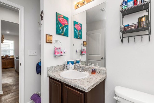 595 Earl Godwin Rd, Freeport, FL 32439 - bathroom featuring vanity, toilet, and wood finished floors