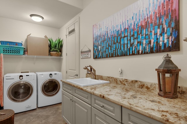 4701 Seastar Vis, Destin, FL 32541 - clothes washing area featuring separate washer and dryer, a sink, and light tile patterned floors