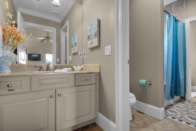 4701 Seastar Vis, Destin, FL 32541 - full bath featuring ornamental molding, curtained shower, vanity, toilet, and baseboards