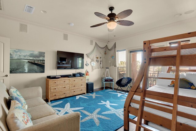 4701 Seastar Vis, Destin, FL 32541 - carpeted bedroom featuring crown molding, baseboards, and ceiling fan