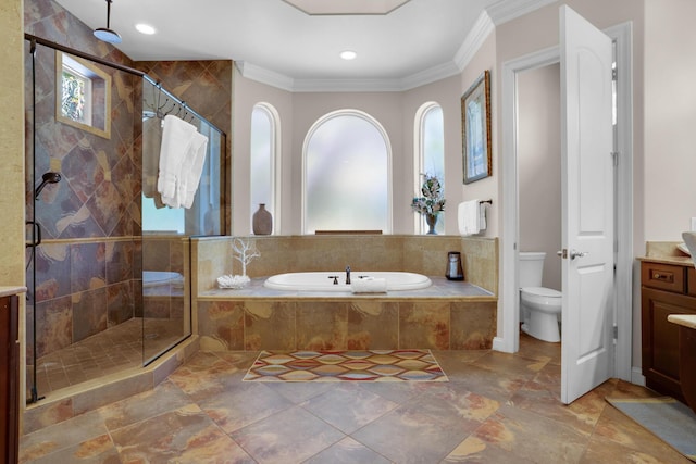 4701 Seastar Vis, Destin, FL 32541 - full bath with a shower stall, crown molding, a bath, toilet, and plenty of natural light
