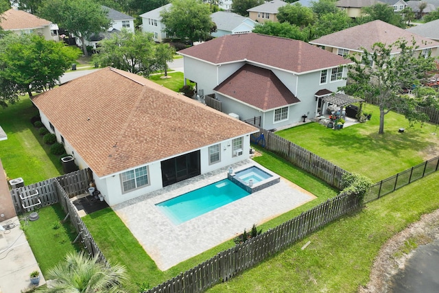 137 Loblolly Bay Dr, Santa Rosa Beach, FL 32459 - view of swimming pool with a residential view, a patio area, a gazebo, and a pool with connected hot tub