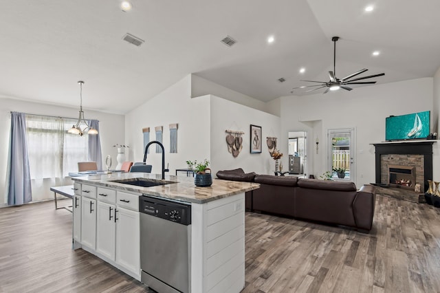 137 Loblolly Bay Dr, Santa Rosa Beach, FL 32459 - kitchen featuring dishwasher, a sink, healthy amount of natural light, open floor plan, and recessed lighting