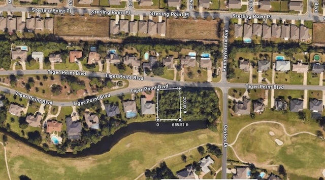 3733 Tiger Point Blvd, Gulf Breeze, FL 32563 - map of property location with property parcel outlined