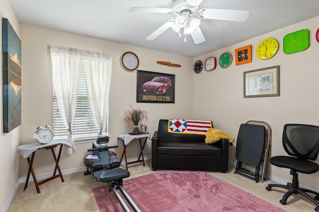 2424 Pineneedle Dr, Navarre, FL 32566 - office featuring carpet, healthy amount of natural light, ceiling fan, and a textured ceiling