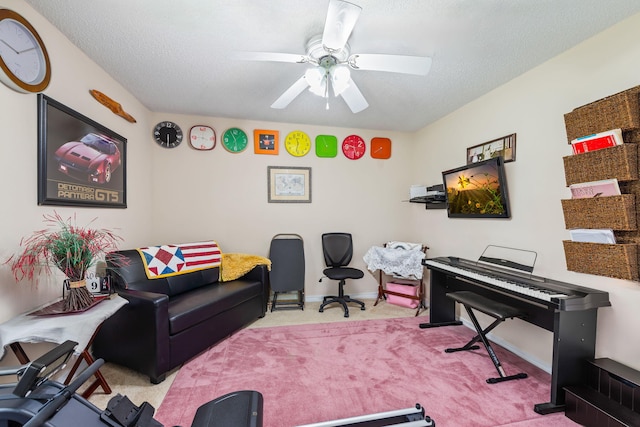 2424 Pineneedle Dr, Navarre, FL 32566 - carpeted office featuring a ceiling fan and a textured ceiling