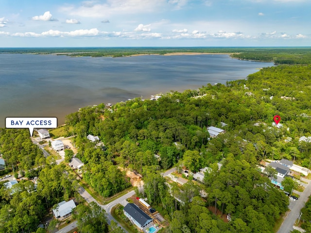 196 Summer Breeze Ln, Santa Rosa Beach, FL 32459 - aerial view of property's location featuring a nearby body of water and a heavily wooded area