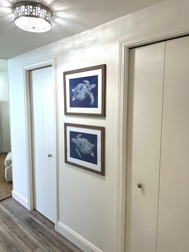 1096 Scenic Gulf Dr Ph 1610, Miramar Beach, FL 32550 - hallway featuring wood finished floors and baseboards