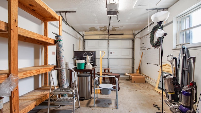 garage with a garage door opener