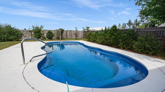 view of pool featuring a fenced backyard and a patio