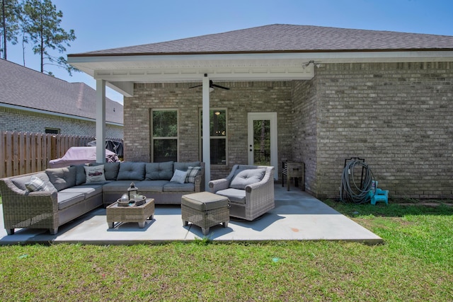 view of patio / terrace with outdoor lounge area and ceiling fan