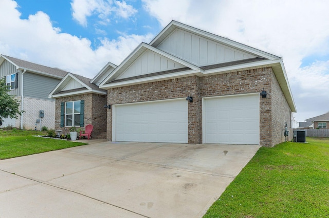 1126 Valor Walk, Crestview, FL 32539 - craftsman inspired home featuring board and batten siding, brick siding, central AC unit, and a front lawn