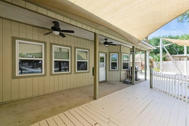 84 12th St, Shalimar, FL 32579 - wooden terrace featuring ceiling fan