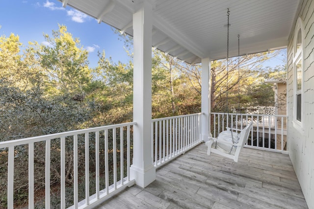 deck with a porch
