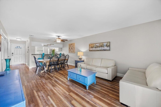 2000 Scenic Gulf Dr Unit 3, Miramar Beach, FL 32550 - living room with ceiling fan, wood finished floors, and baseboards